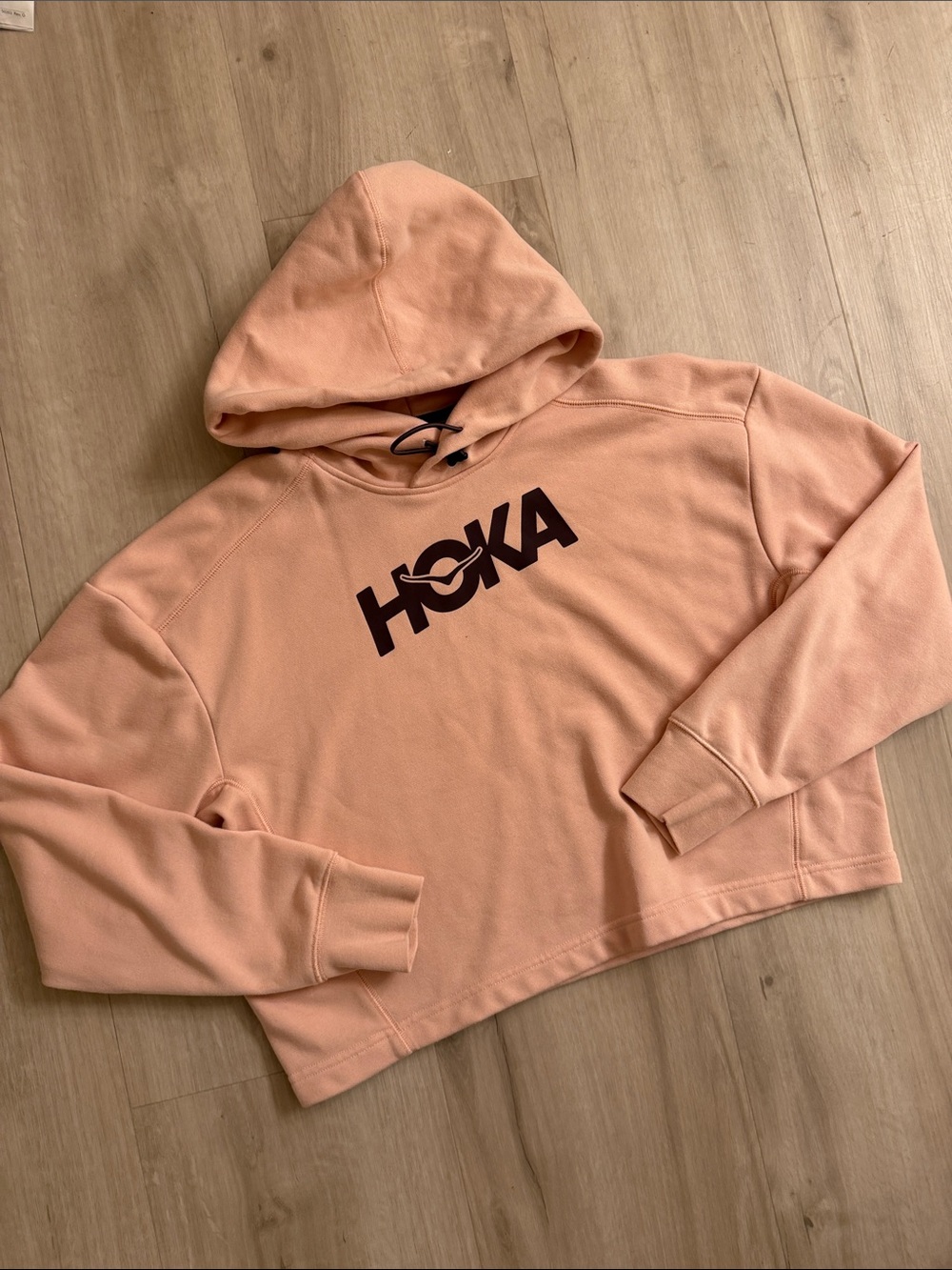Hoka Peach Pullover Hoodie with Maroon Logo